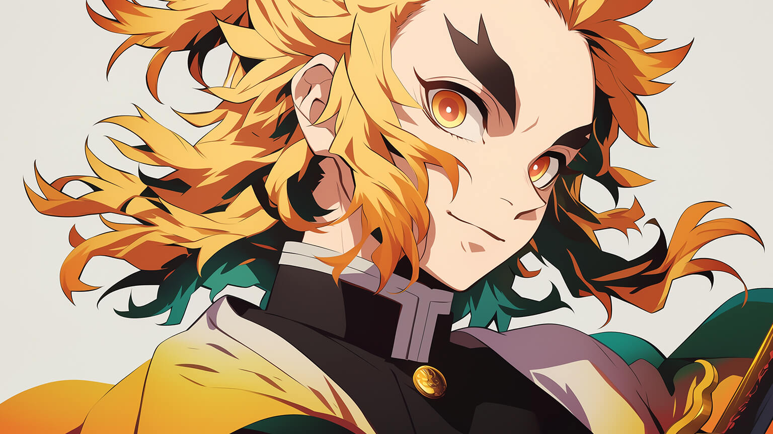 Demon Slayer Rengoku White Desktop