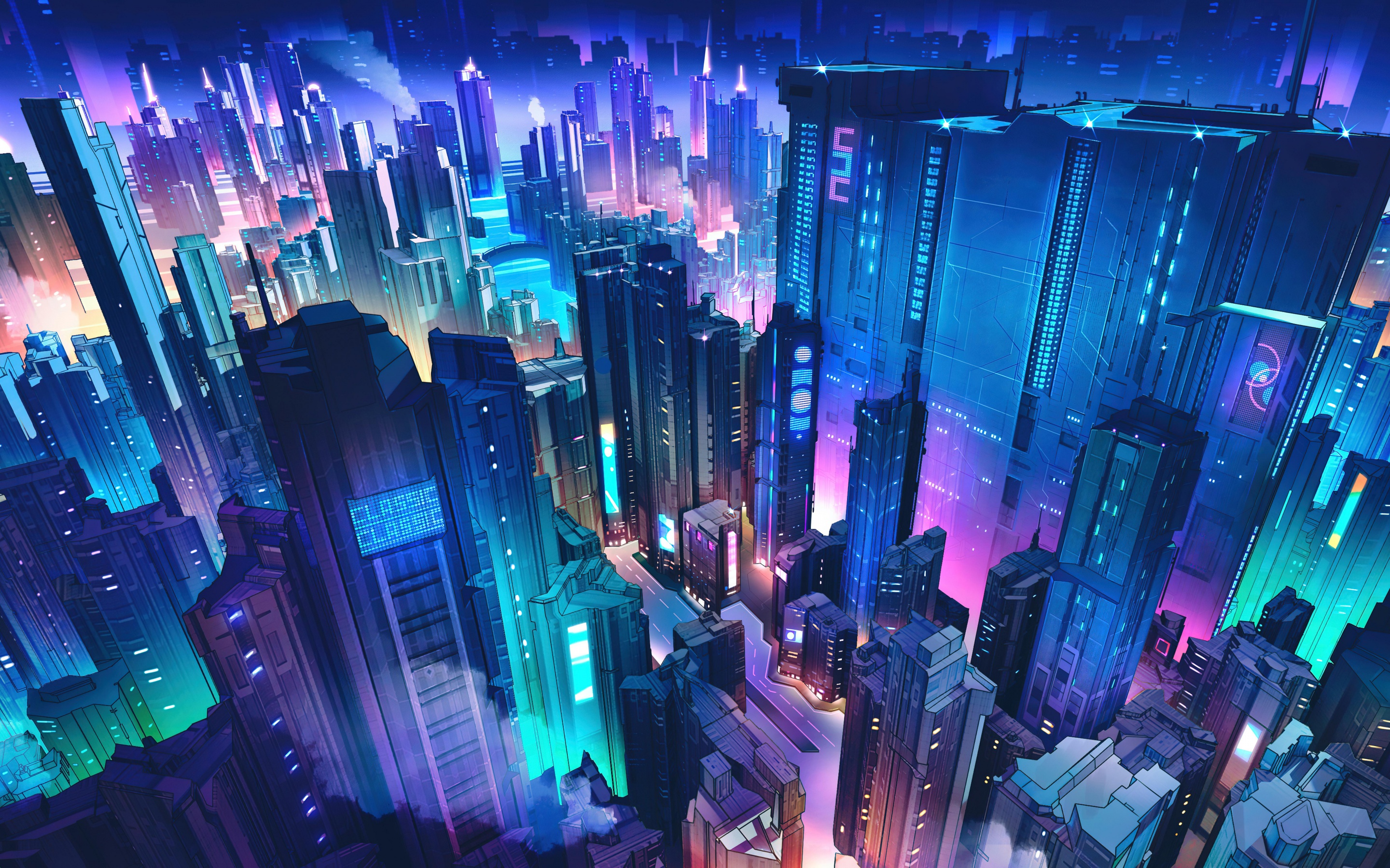 Neon city Wallpaper 4K, Futuristic city
