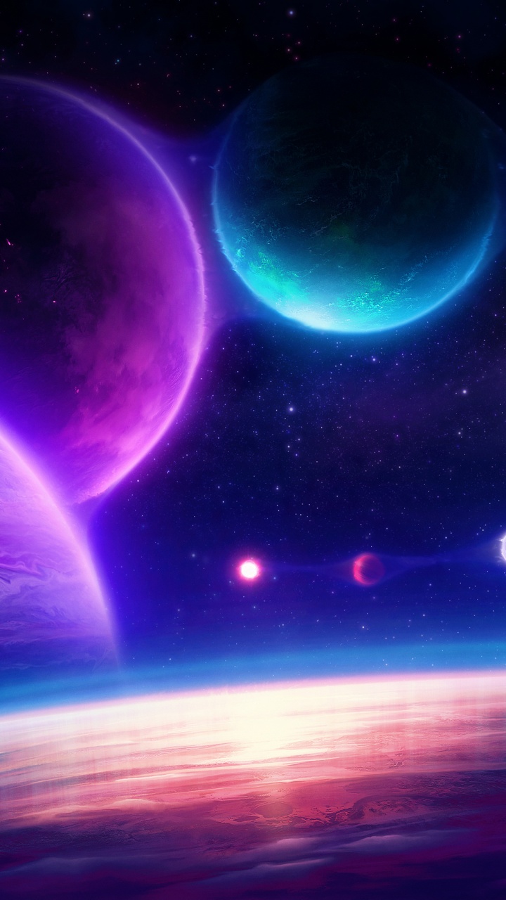 Planets Wallpaper 4K, Colorful Sky