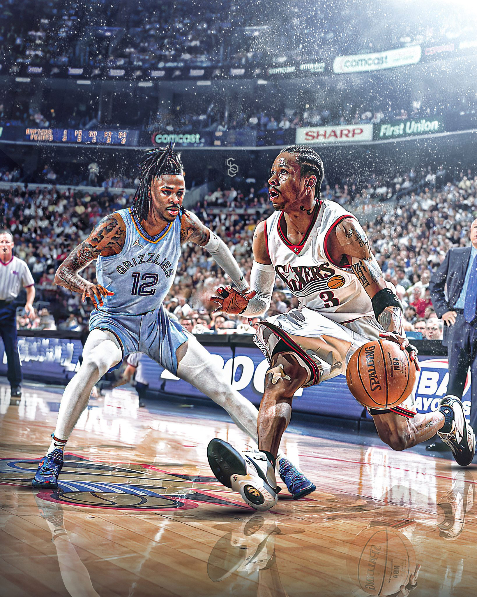 Ja Morant with Allen Iverson HD Wallpaper