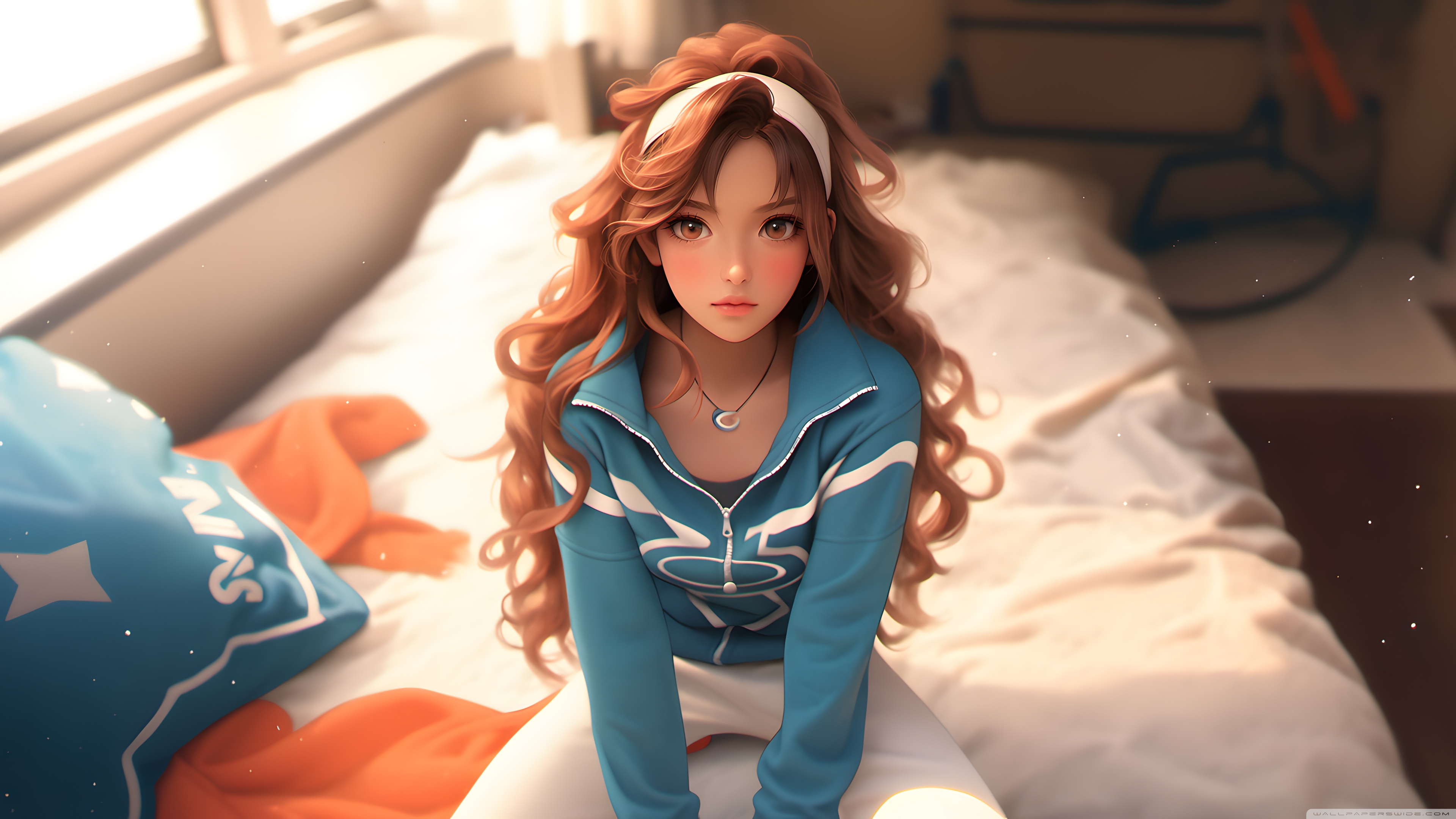 Cutie Anime Girl with Long Curly Hair