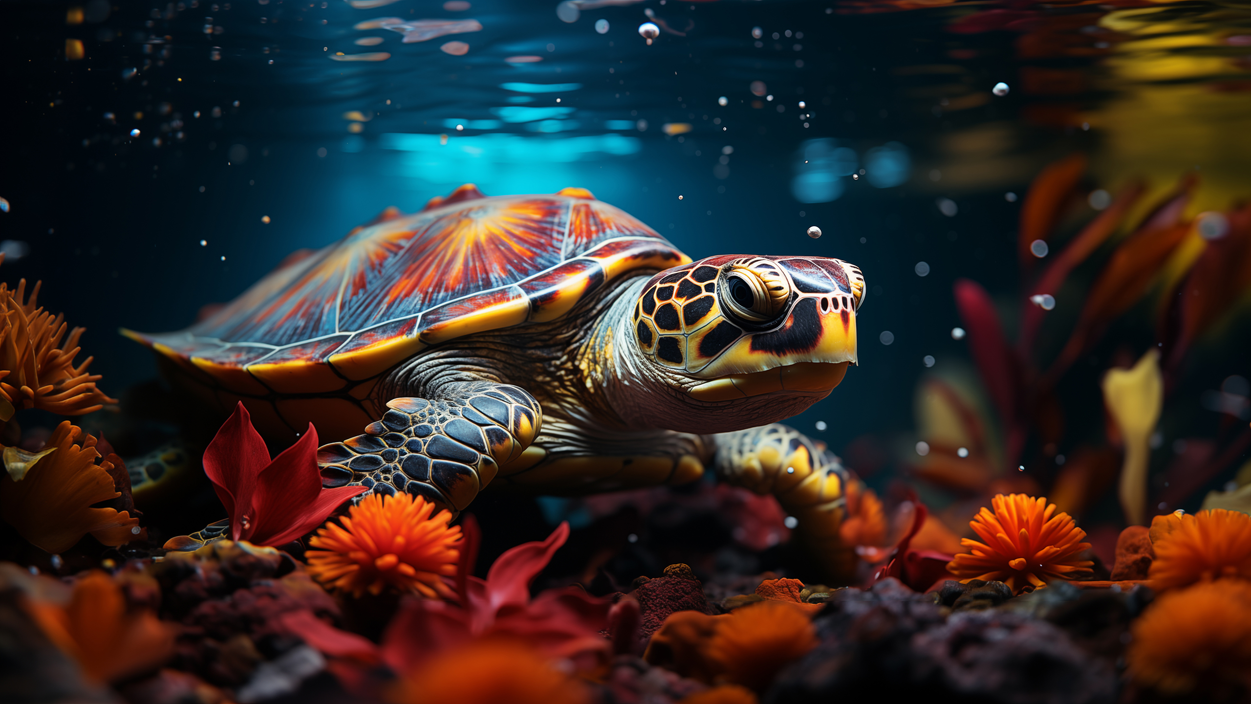 Turtle underwater HD wallpaper 4K free
