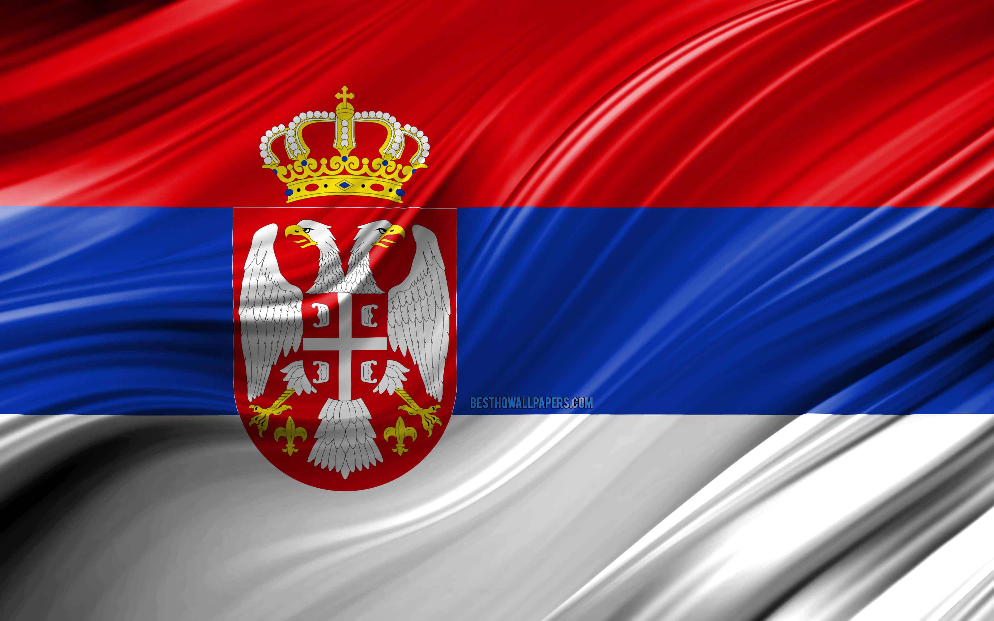 Download wallpaper 4k, Serbian flag