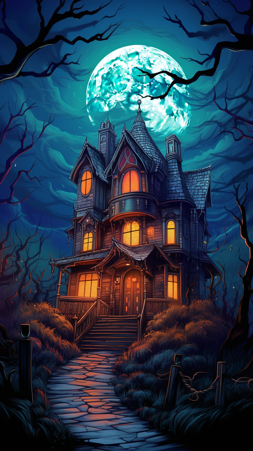 Gothic Castle under Moonlight