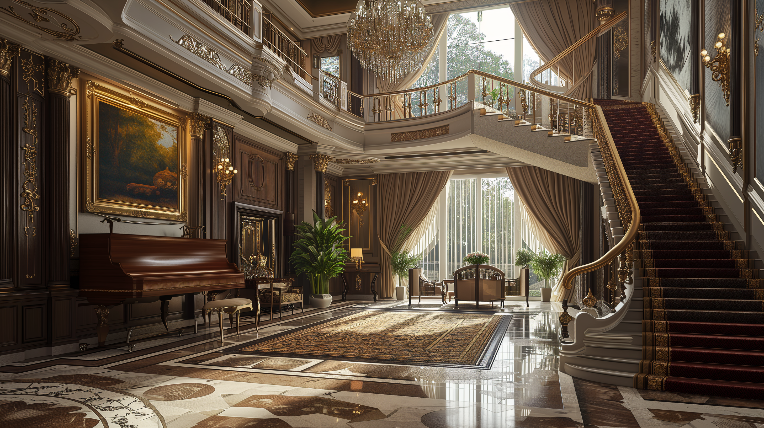 Luxurious Mansion Interior HD Wallpaper