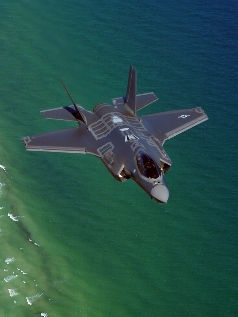 F 35 Over Beach Wallpaper. USAF Image