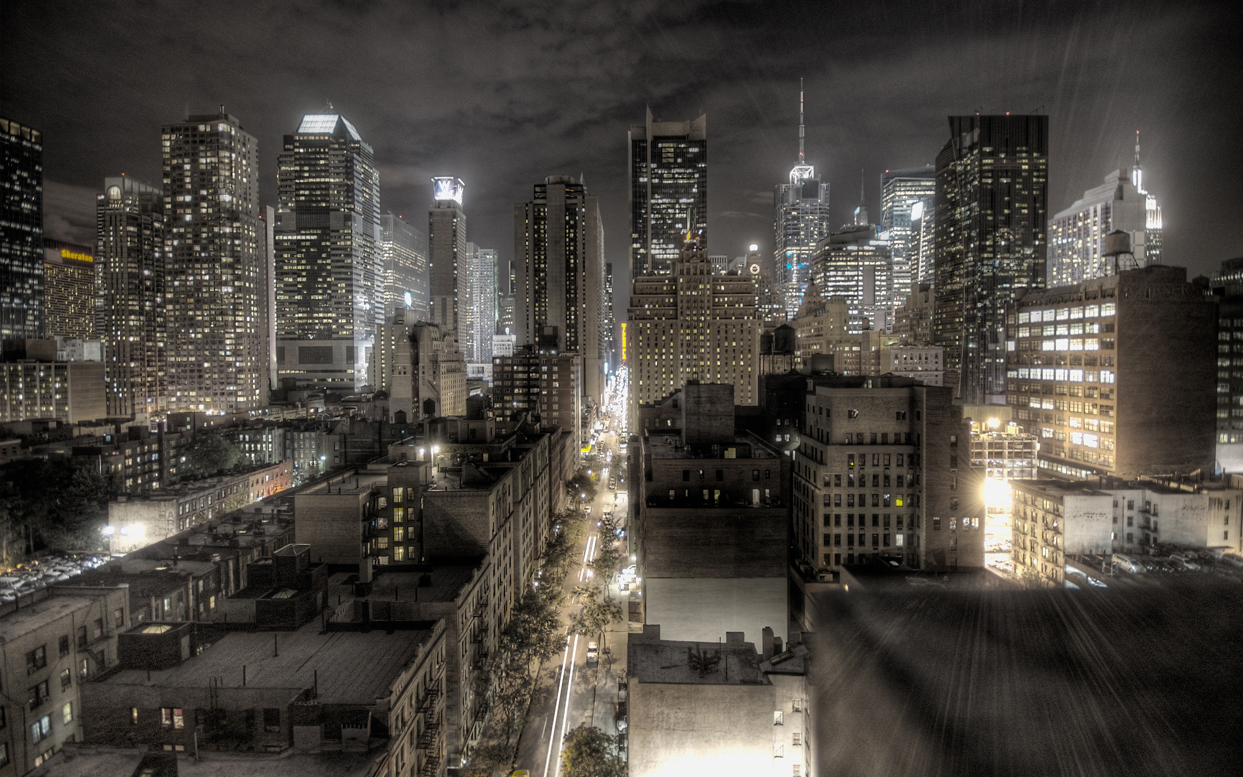 Manhattan Night Lights: Stunning HD Wallpaper of New York Cityx1600