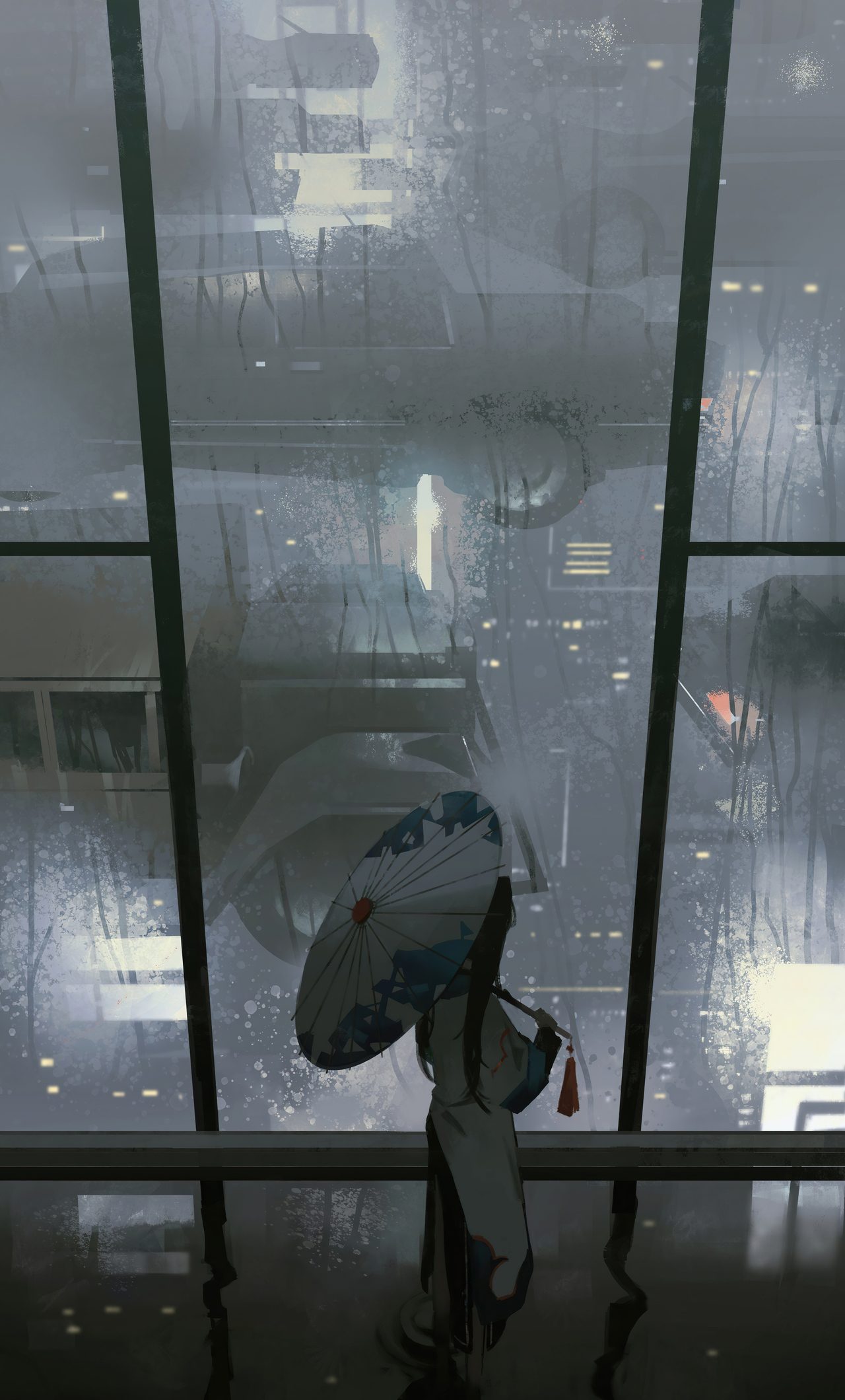 Dark Night Umbrella Raining 4k iPhone
