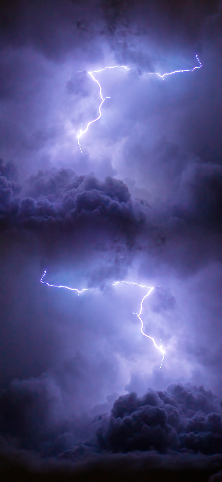 Lightning Strike Through Purple Clouds