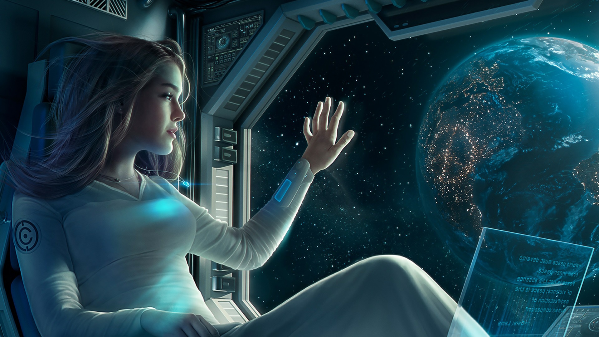 Wallpaper space, girl, fantasy, Earth