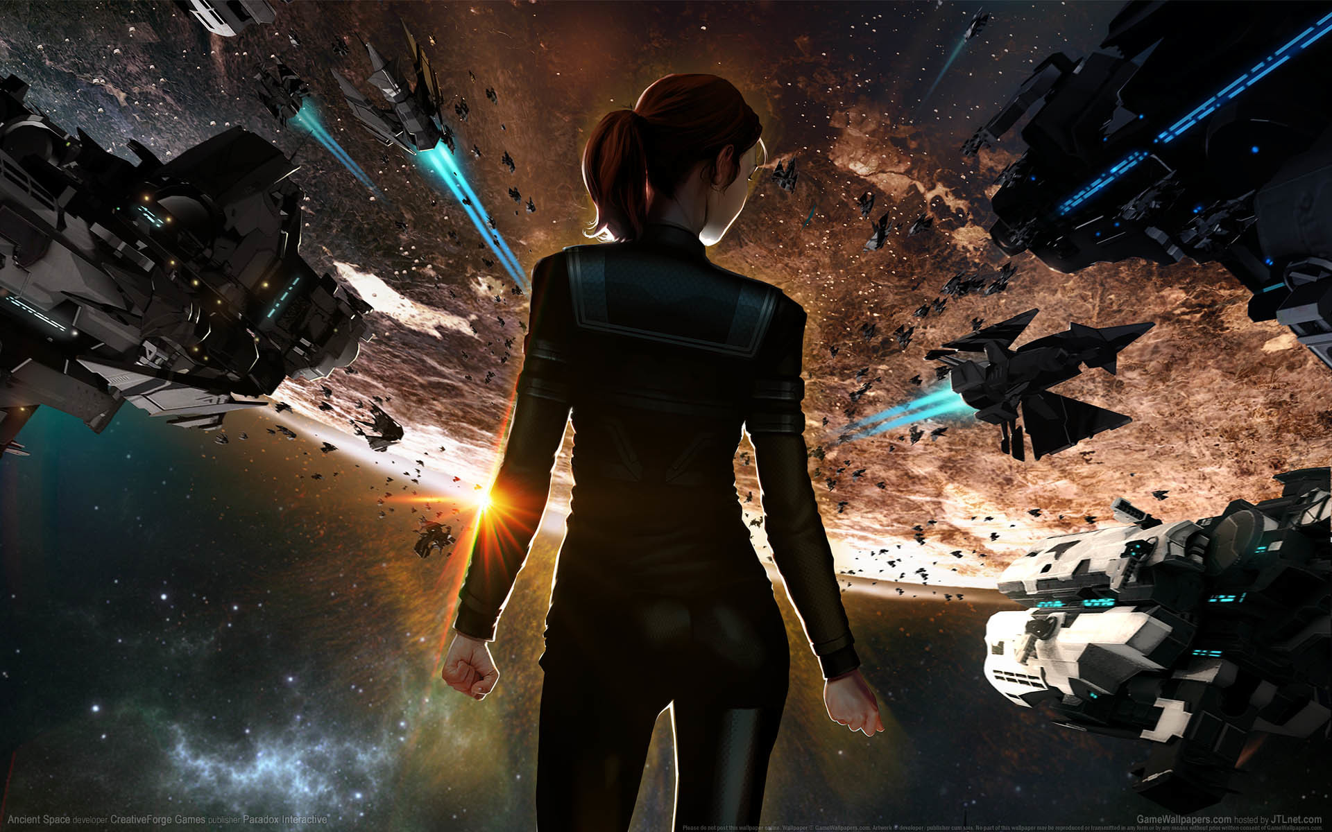 Wallpaper girl, space, fiction, planet