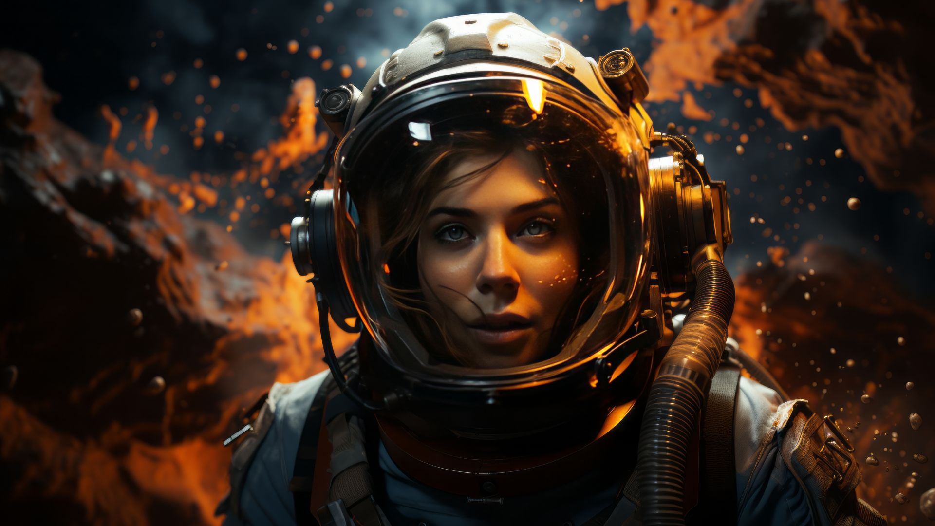 Wallpaper girl, space, user avatar, 4k