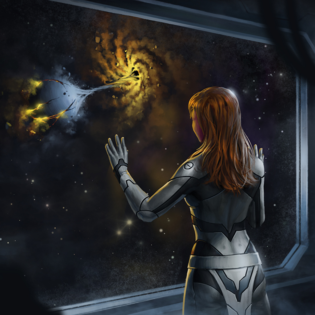 Wallpaper Brown haired Girls Space