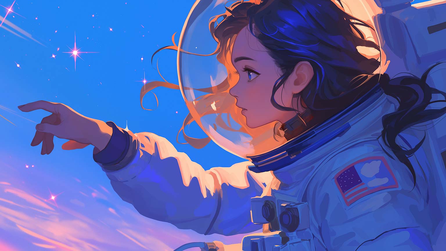 Space Suit Blue Desktop Wallpaper