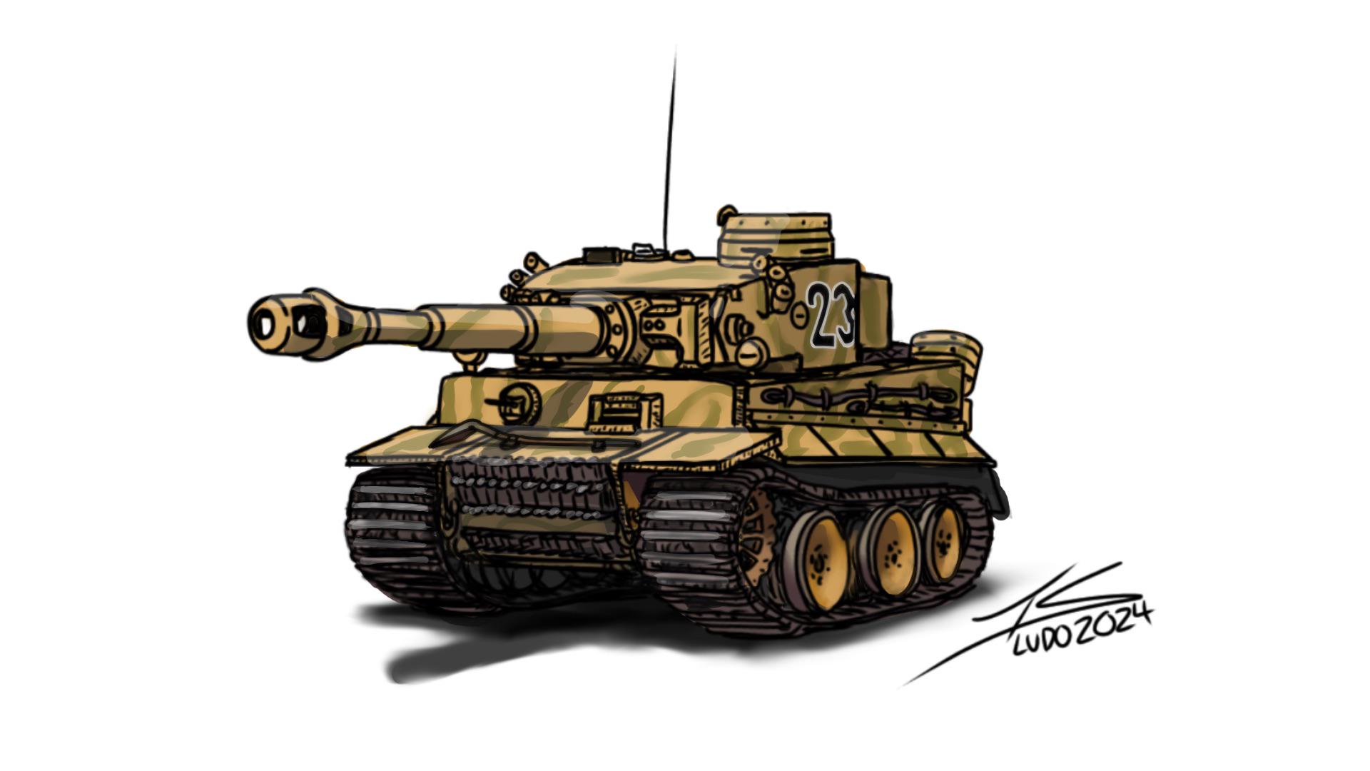 I drew a cartoon Tiger H1 :> open