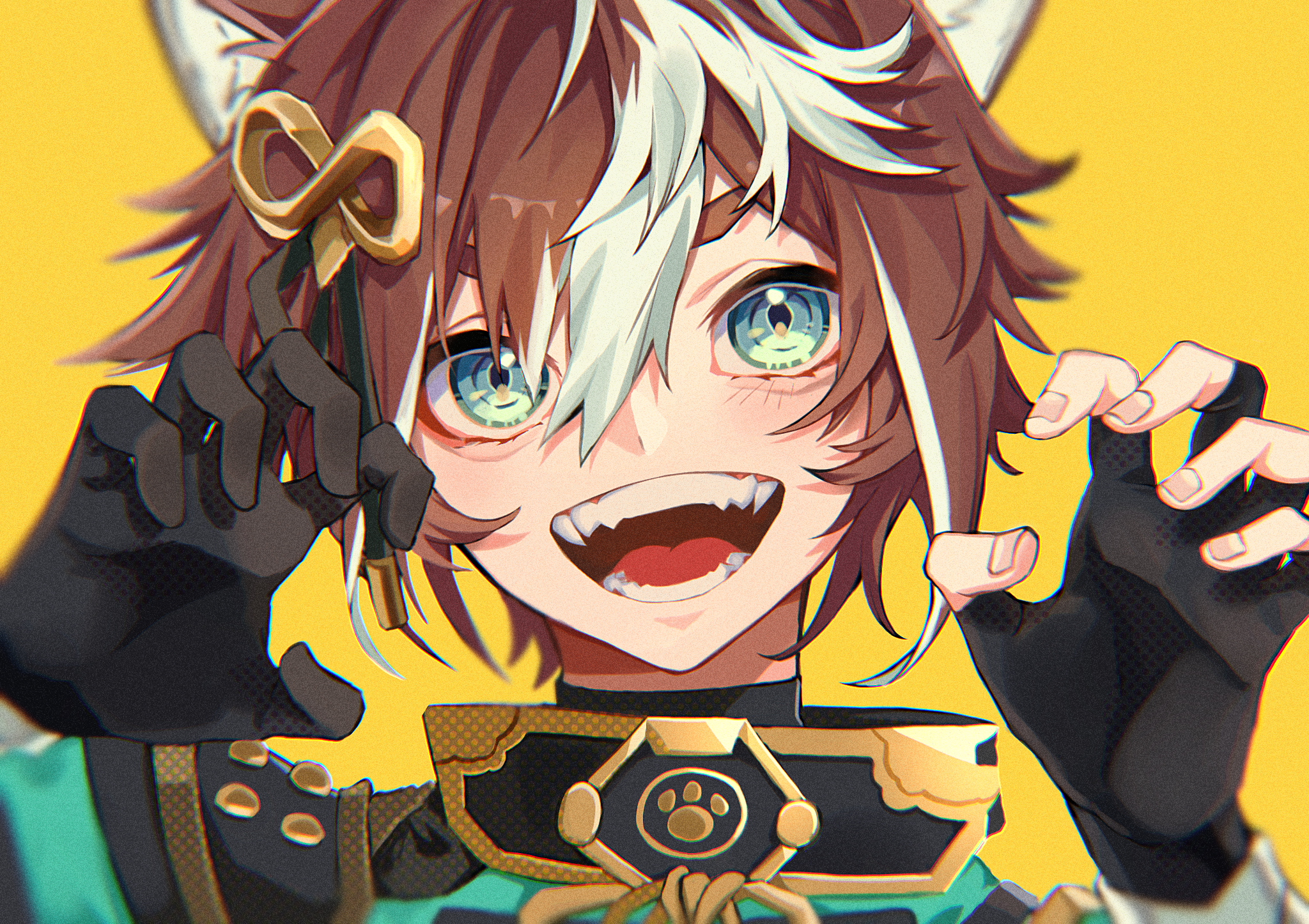 anime games, anime, fangs, yellow