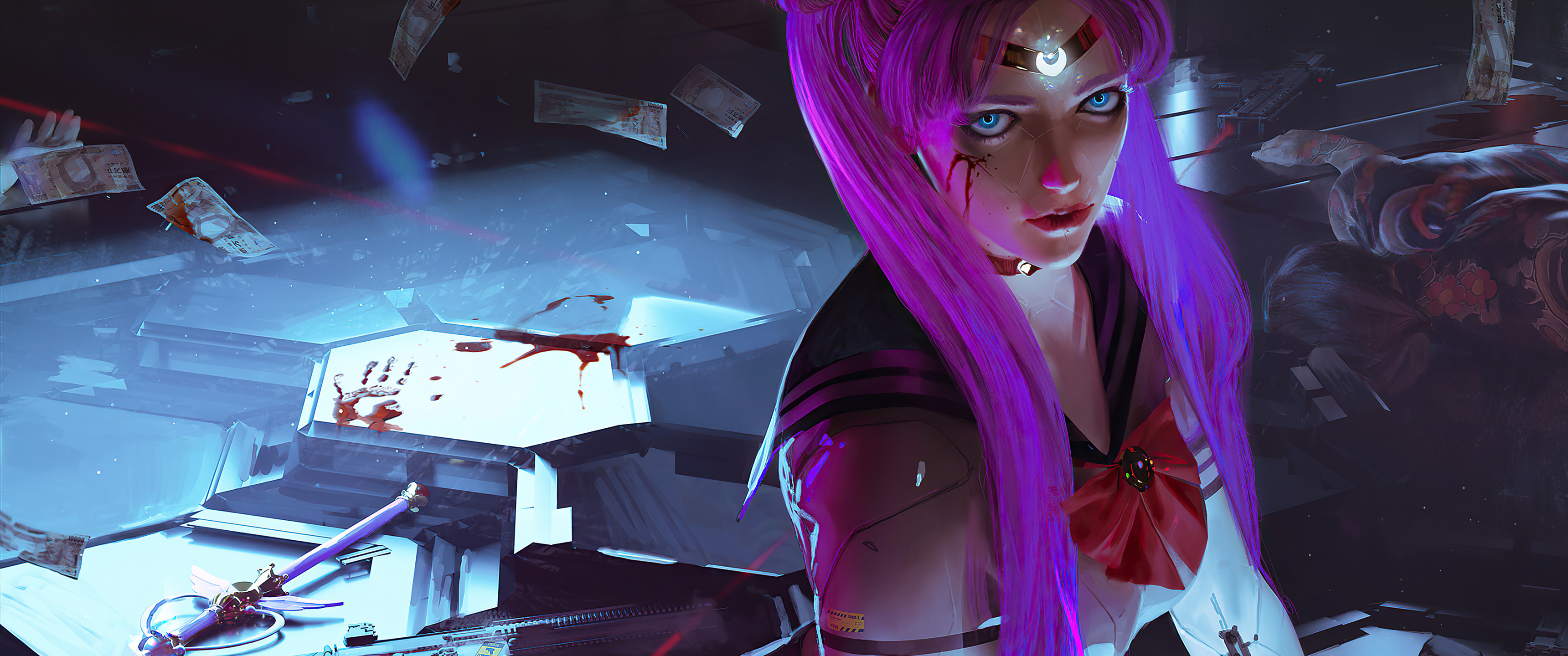 Sailor Moon Cyberpunk Girl 4k