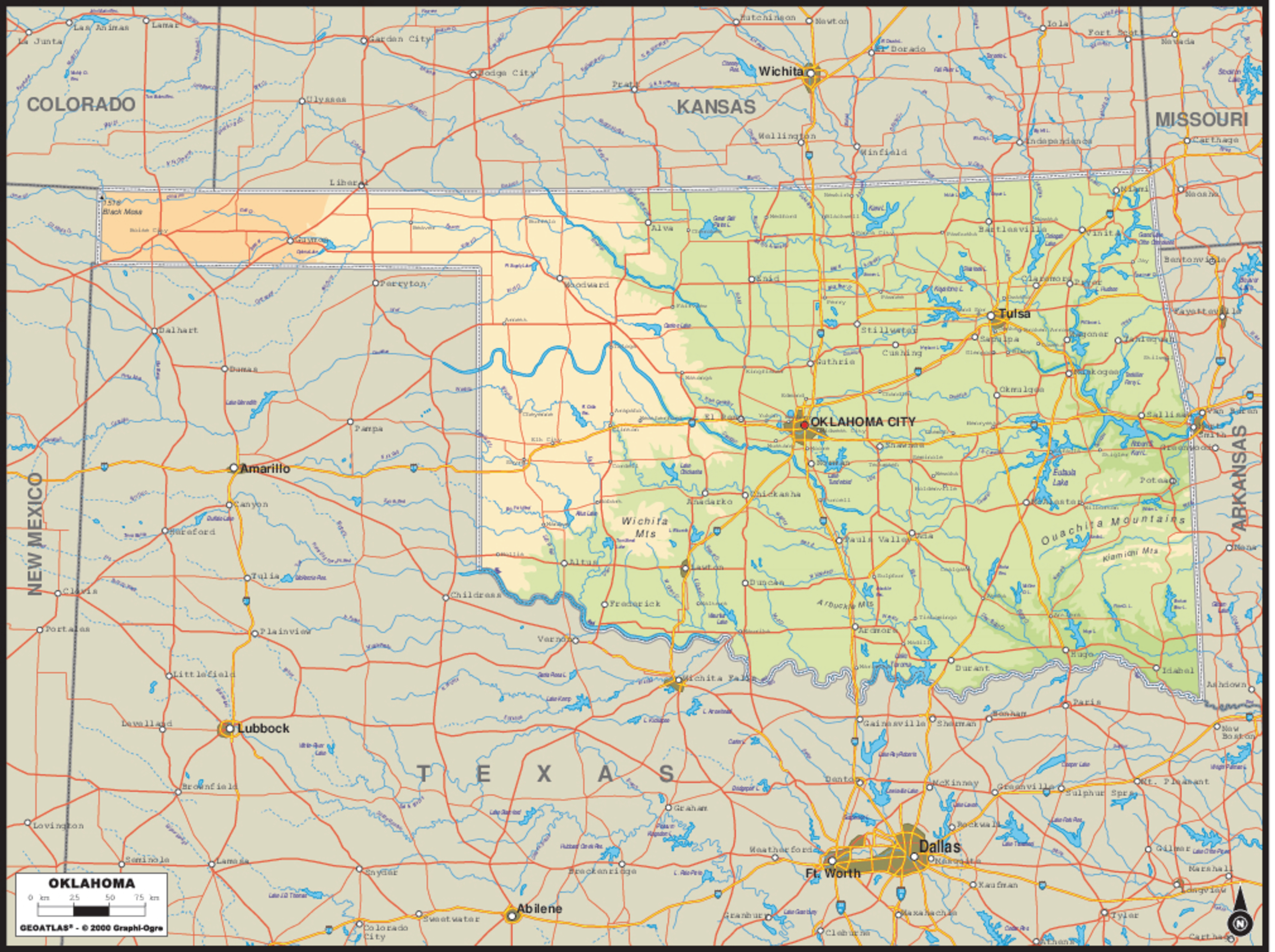 Oklahoma Map Wallpaper Mural