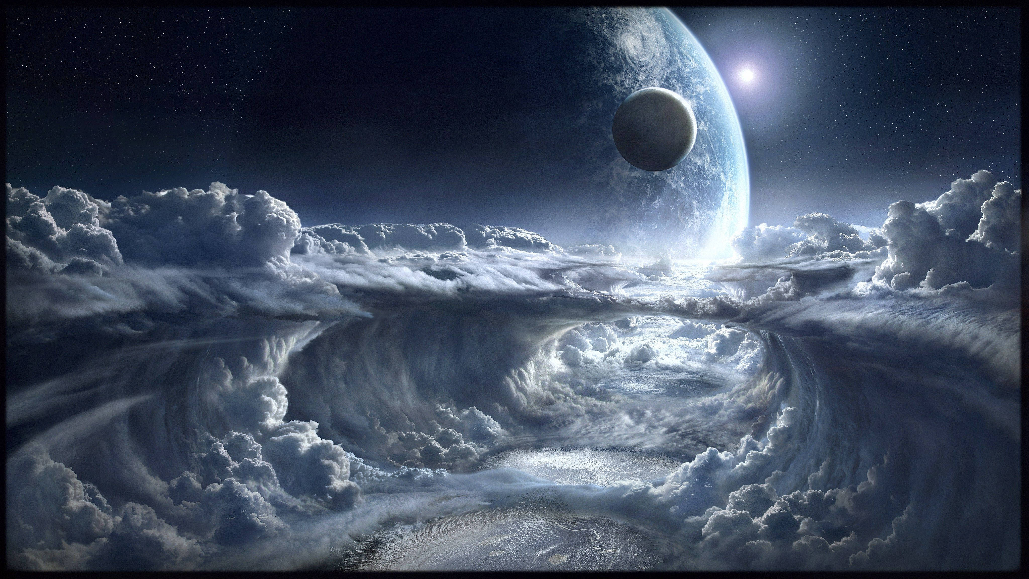 Earth Thick Clouds 4k Space Background