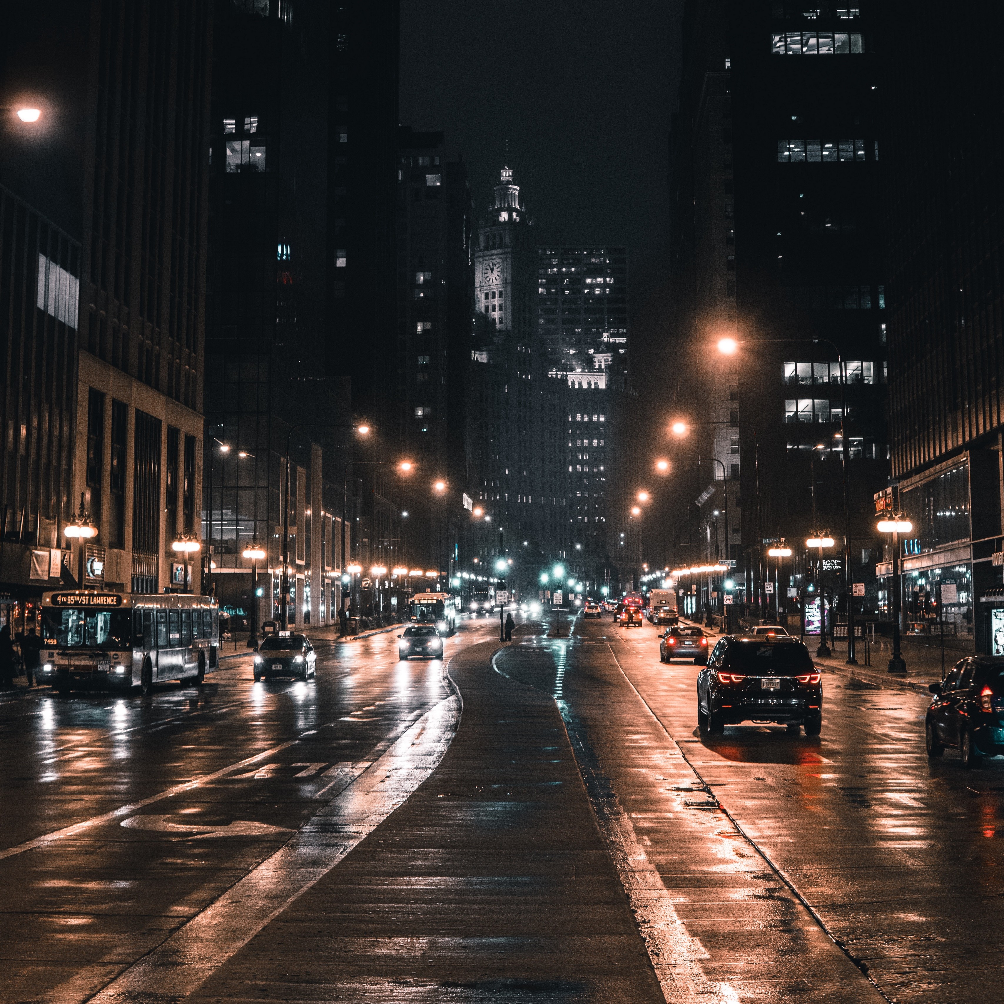 Night City Road City Lights Traffic
