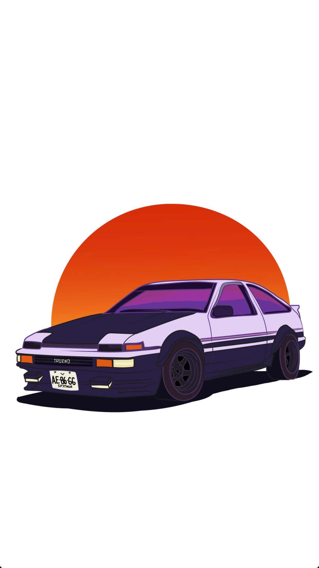 Download A Cartoon Car With A Sunset