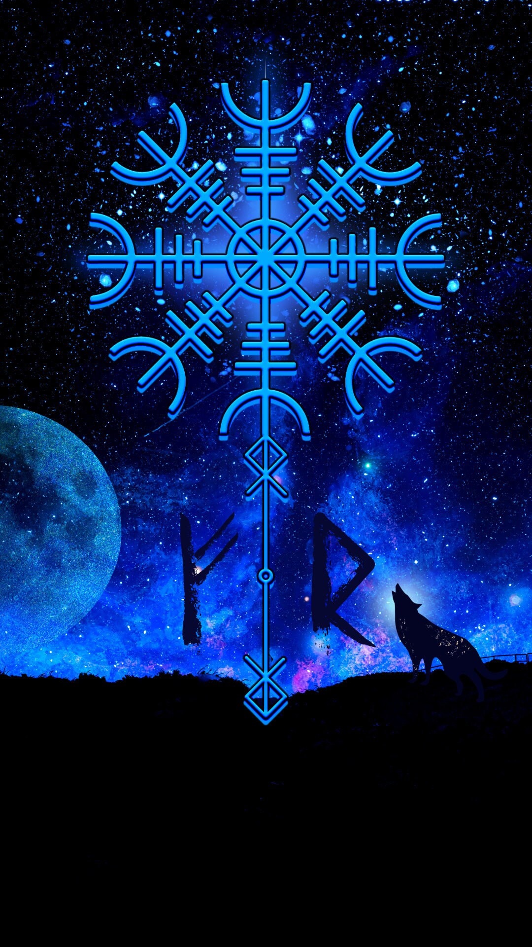 Phone Wallpaper Runes Blue