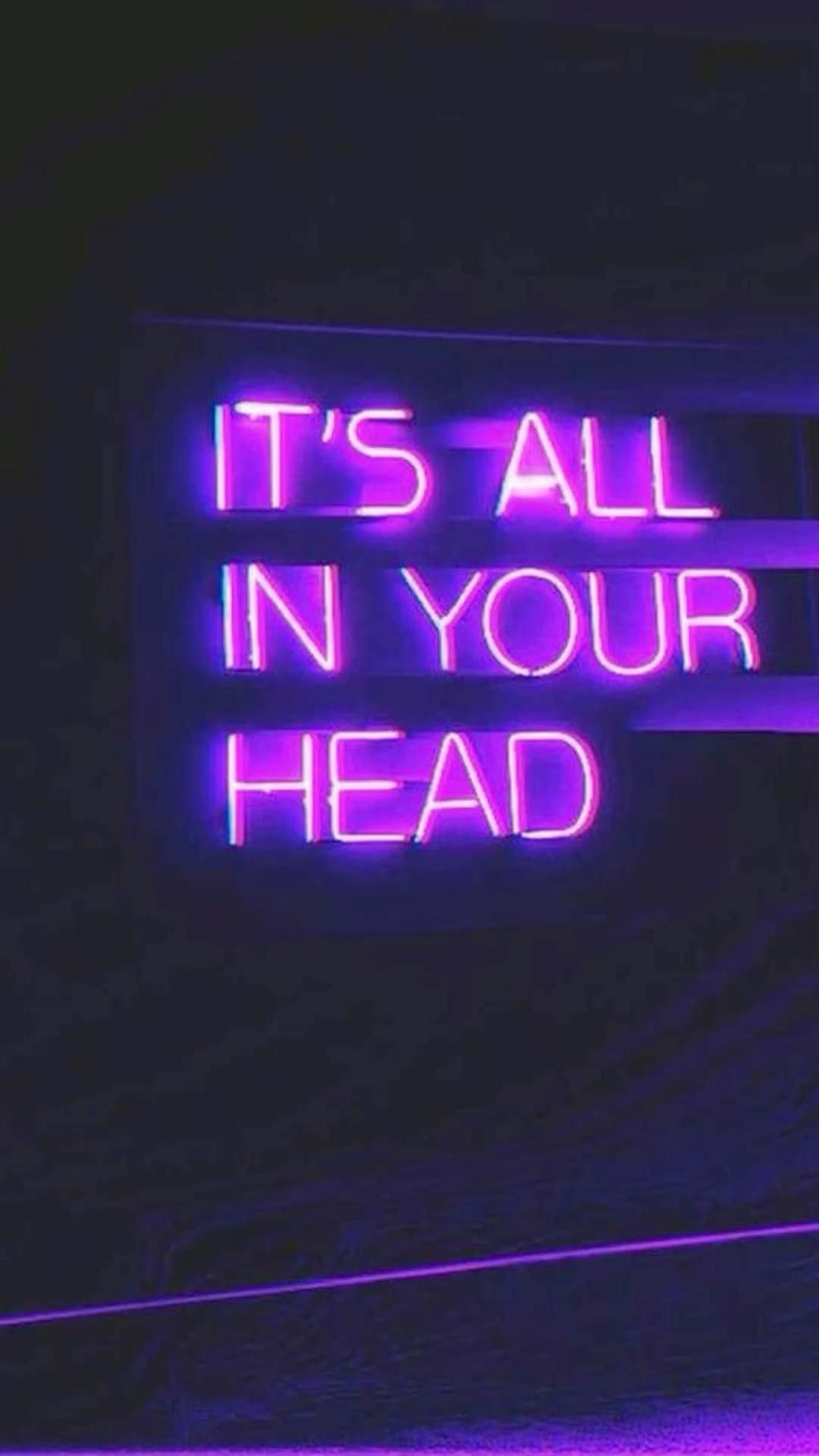 Purple Wallpaper with Neon Quotes