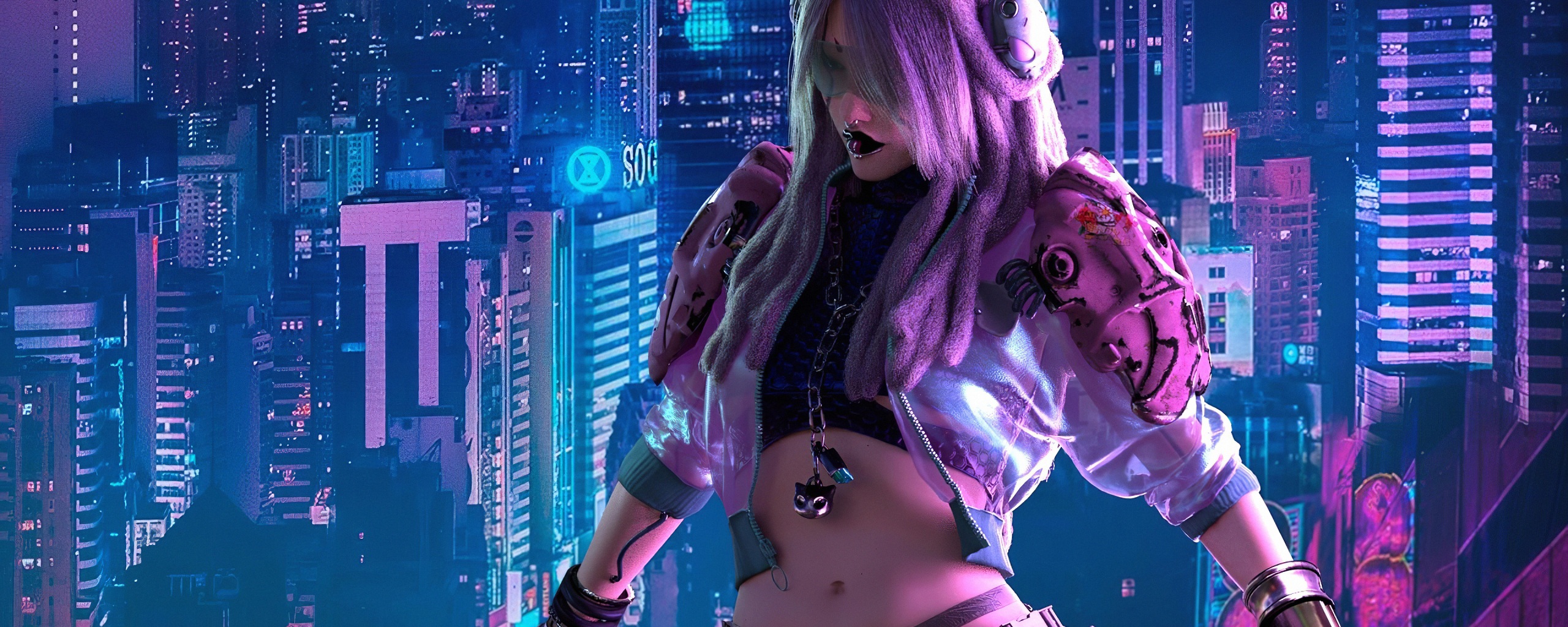 Cyberpunk City Girl Wallpaper