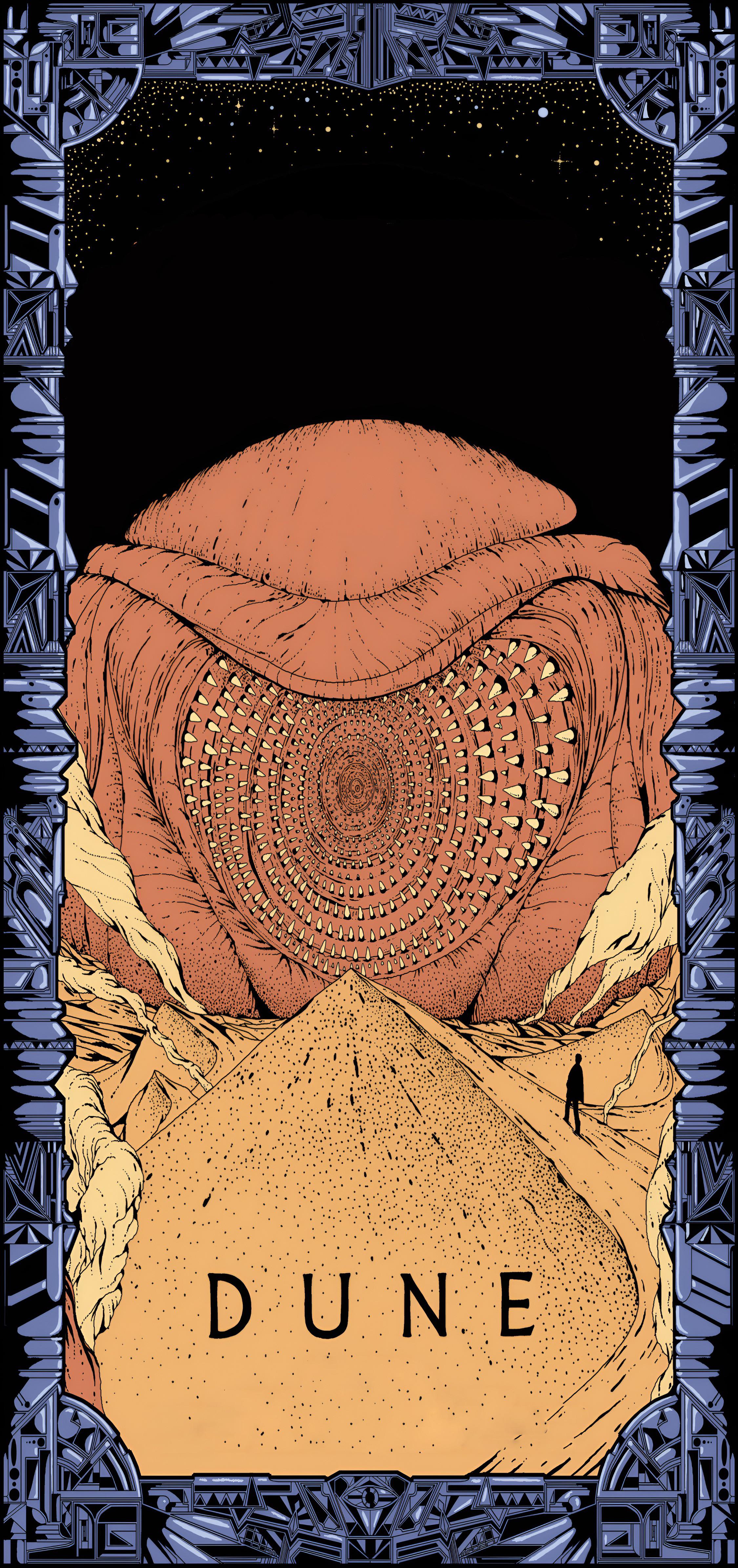 Dune movie film poster, phone wallpaper (by Kilian Eng) [2250x4778] [19.5:9]