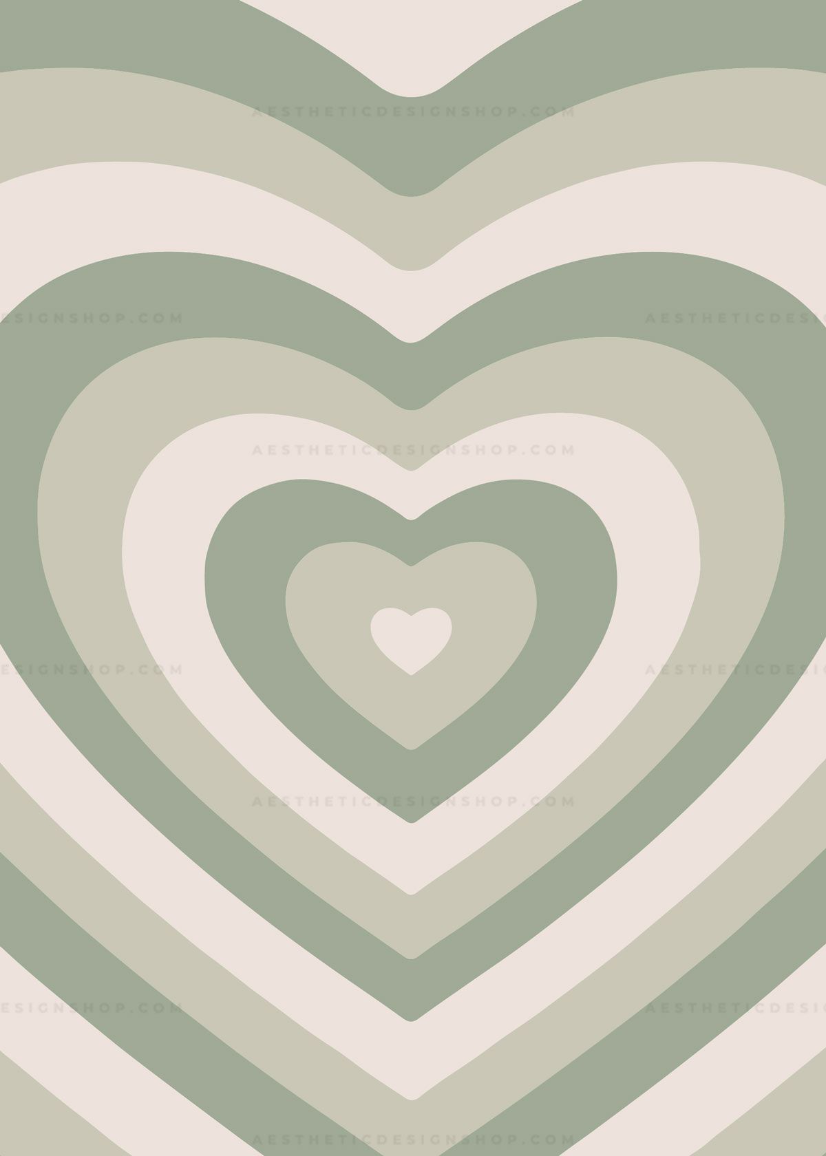 Sage green aesthetic heart background