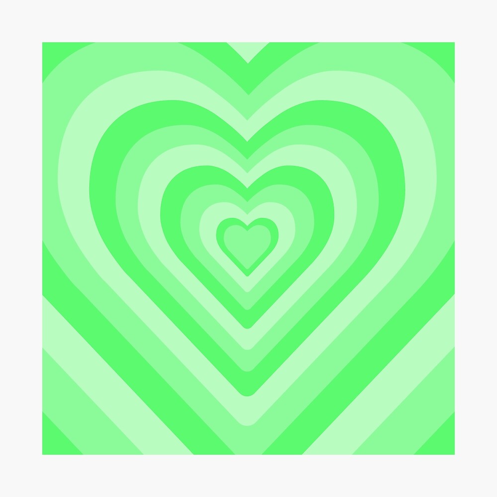 Aesthetic Green Heart Pattern Poster
