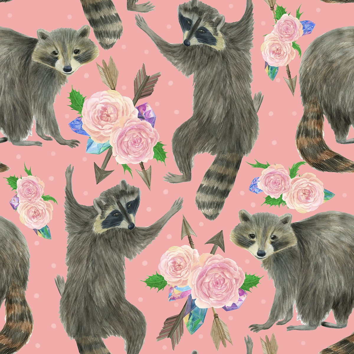 Raccoon with Roses Wallpaper buy