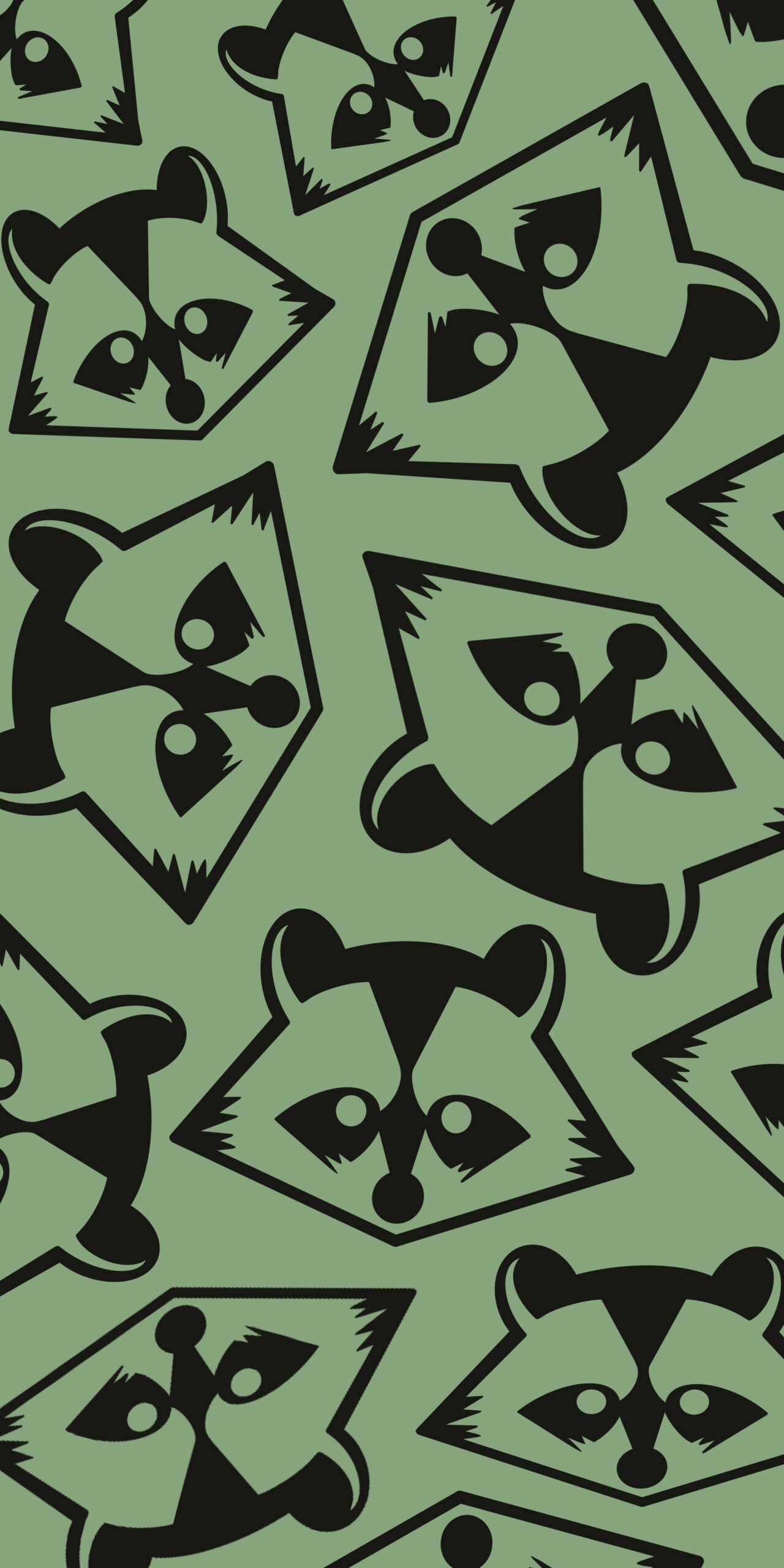 Raccoon Green Monochrome Wallpaper