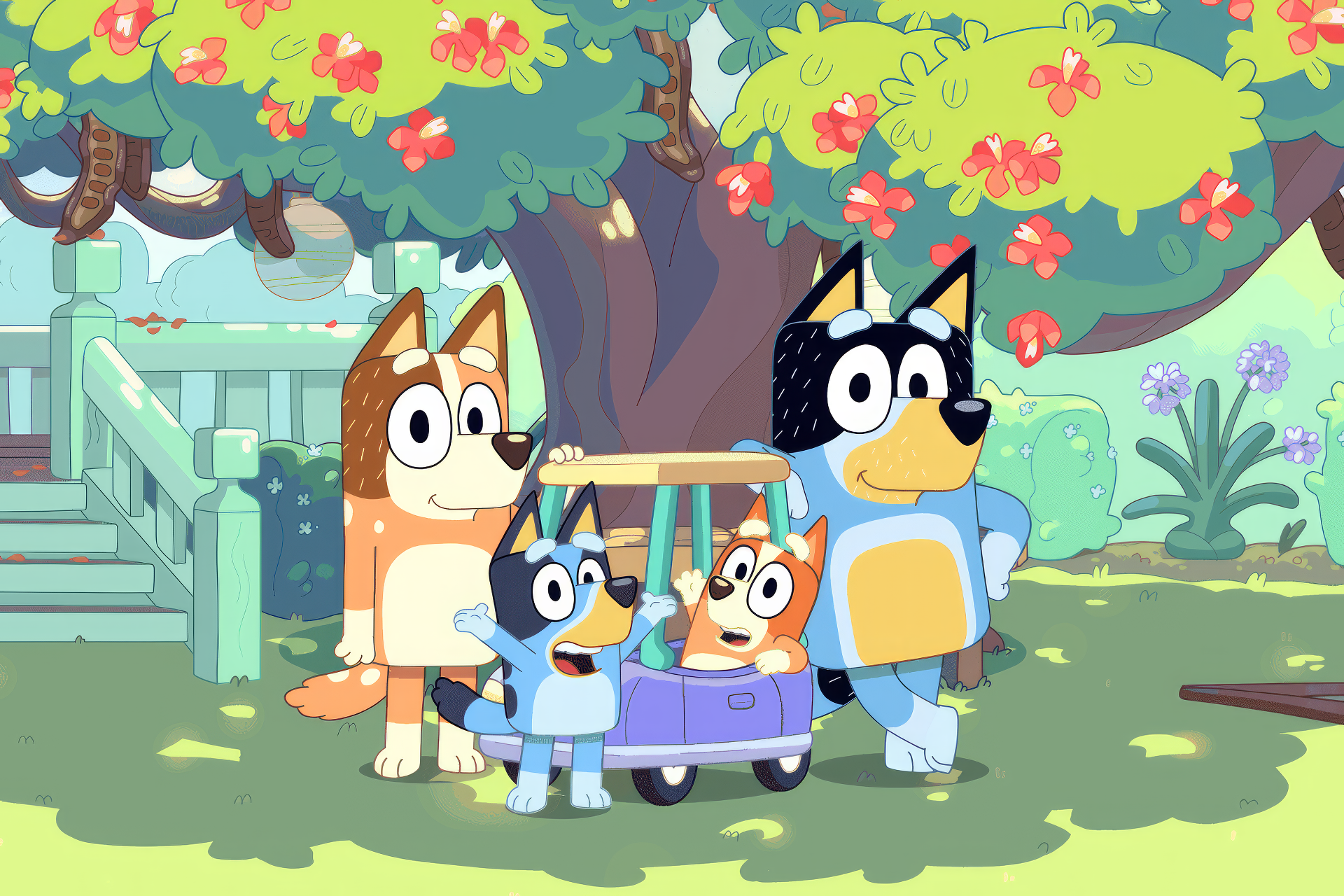 Bluey Family Cartoon HD Wallpaper