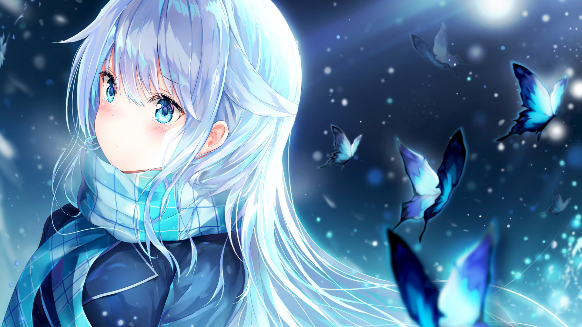 Download wallpaper Butterfly, Girl
