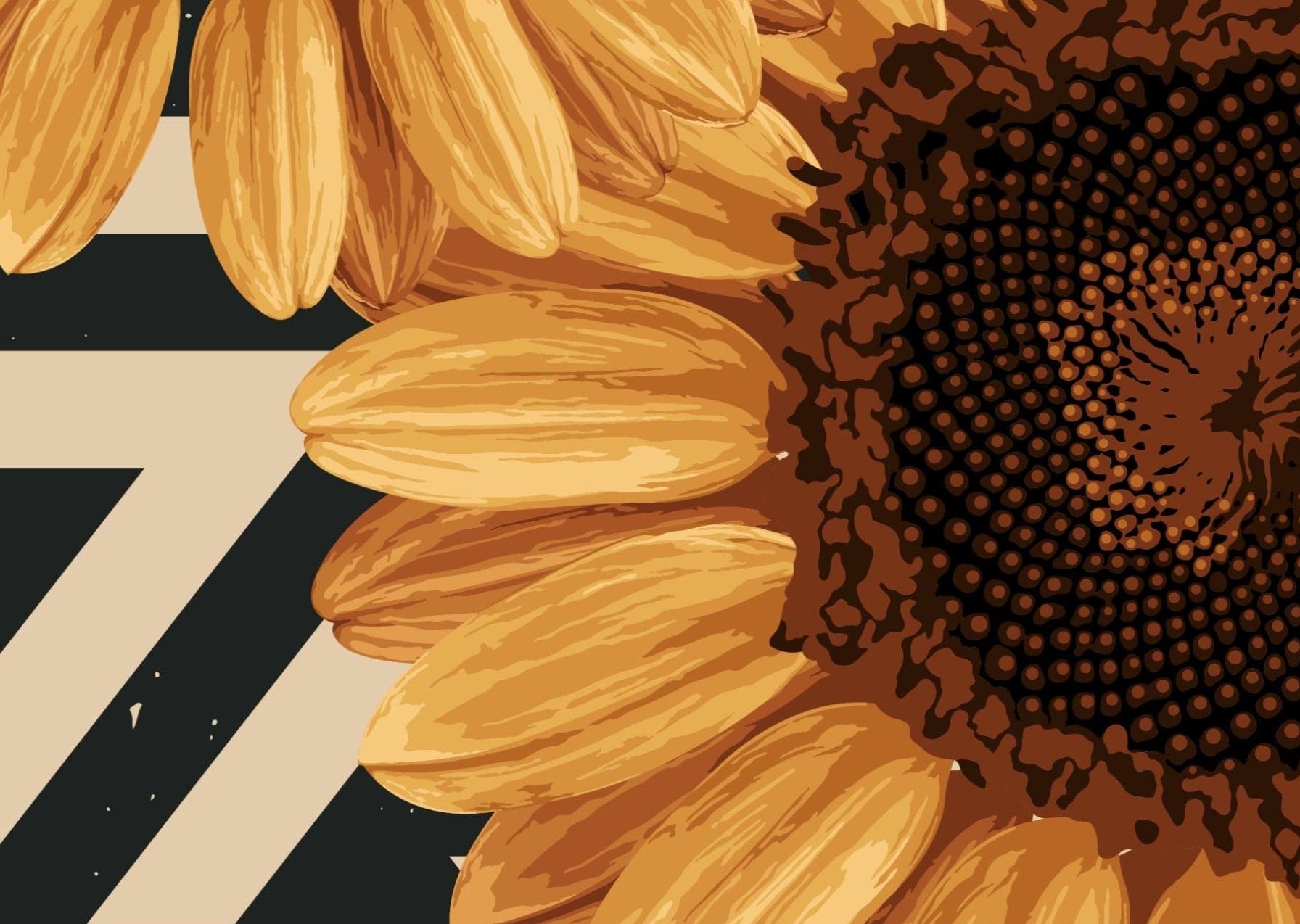 Geometric Sunflowers Wallpaper Mural