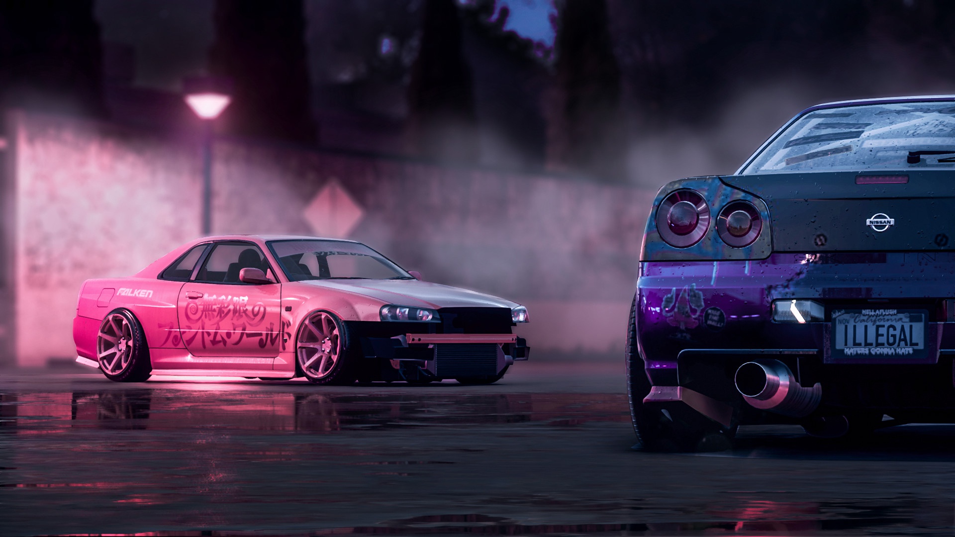 Wallpaper Pink, Nissan, Drift, Car