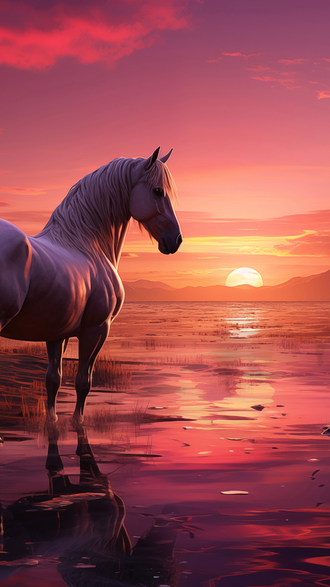 Horse at sunset HD wallpaper 4K free
