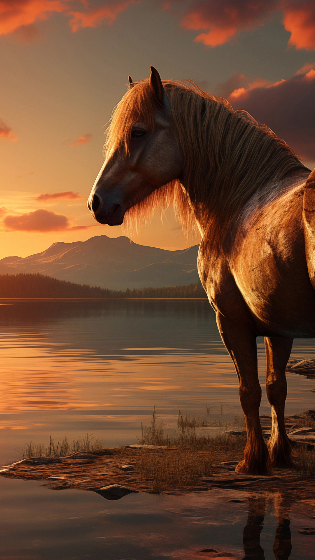 Horse at sunset HD wallpaper 4K free