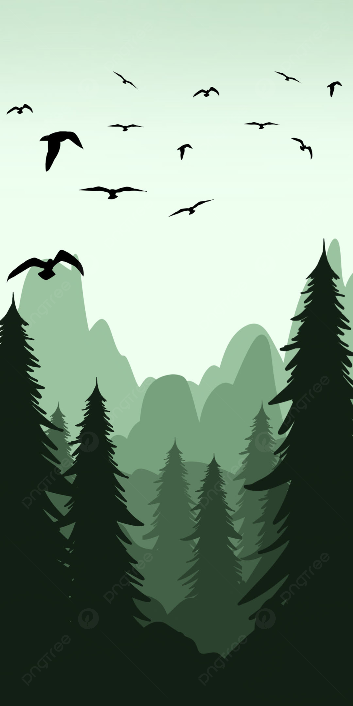 Gradient Forest Silhouette Mobile Phone