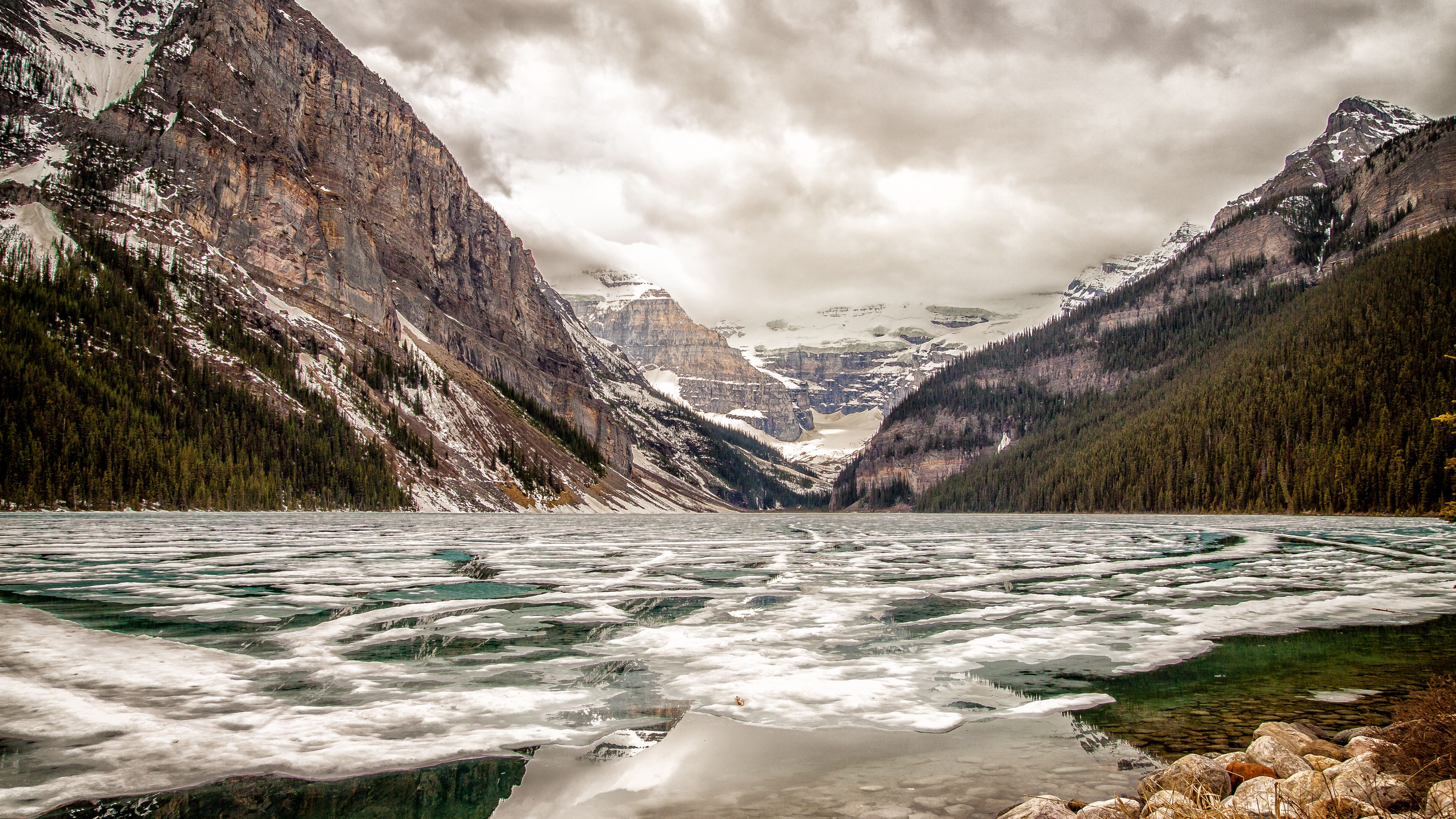 Download wallpaper 3840x2160 lake, ice