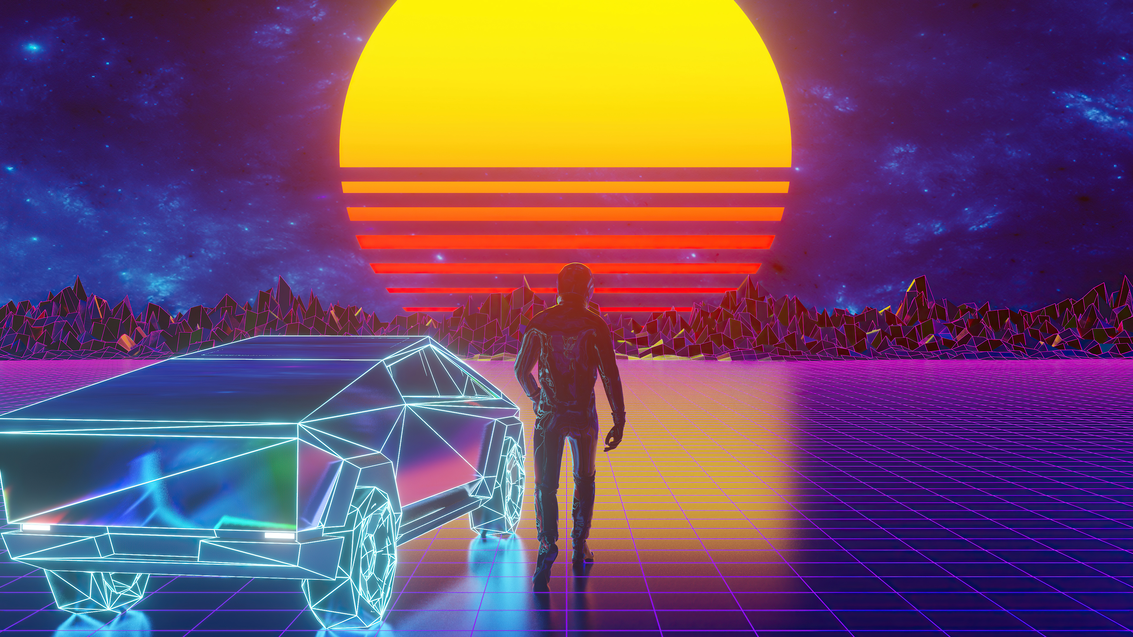 Retrowave Aesthetic 4k Wallpaper, HD