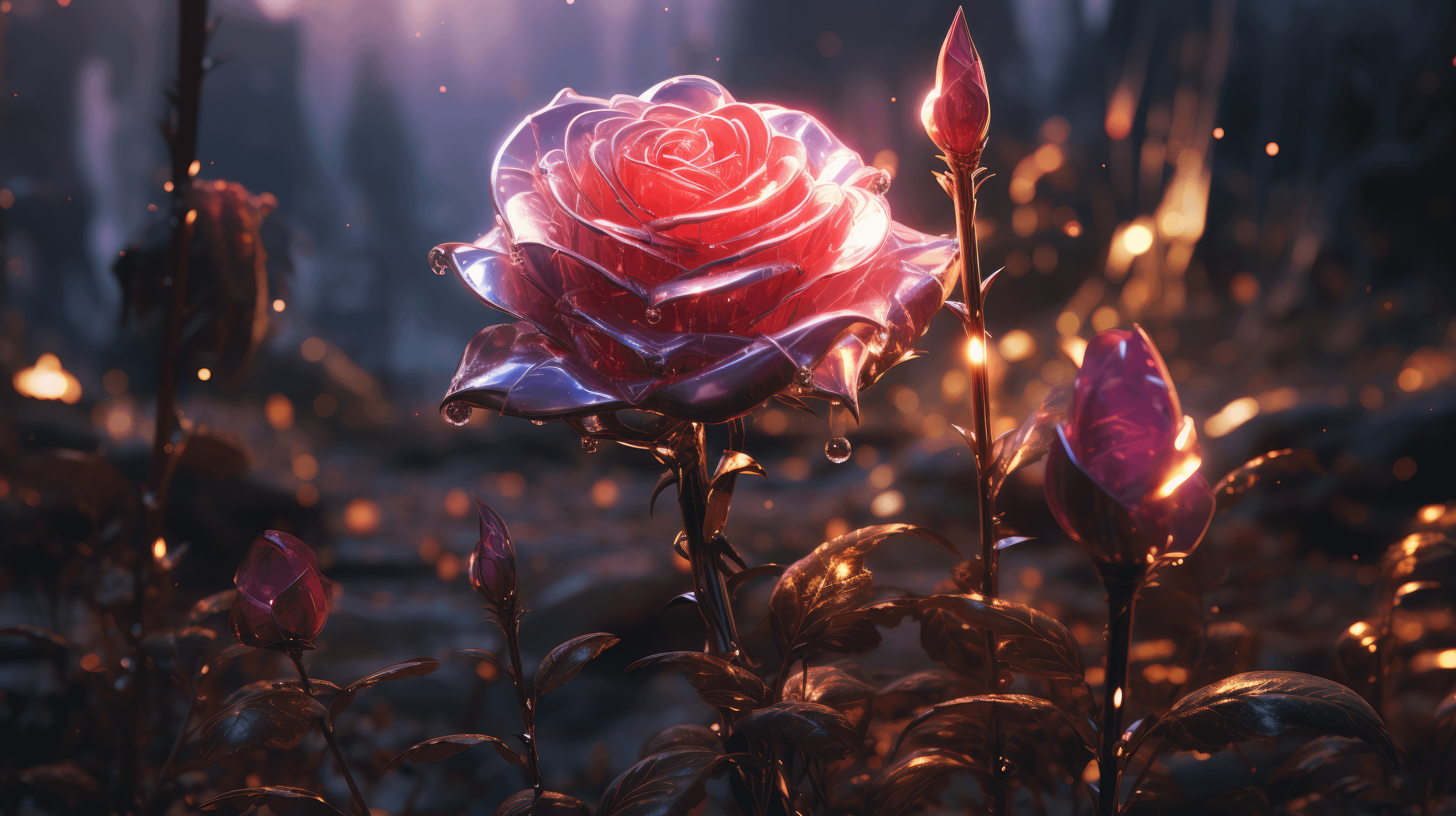 The Crystal Rose 4K Wallpaper