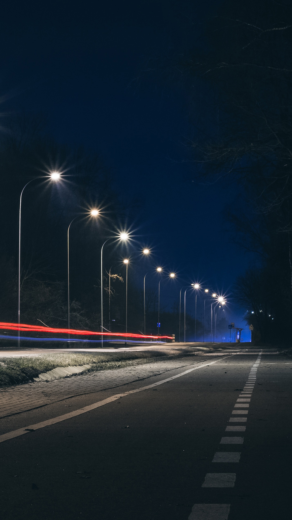 Street Lights Dark Night Car City