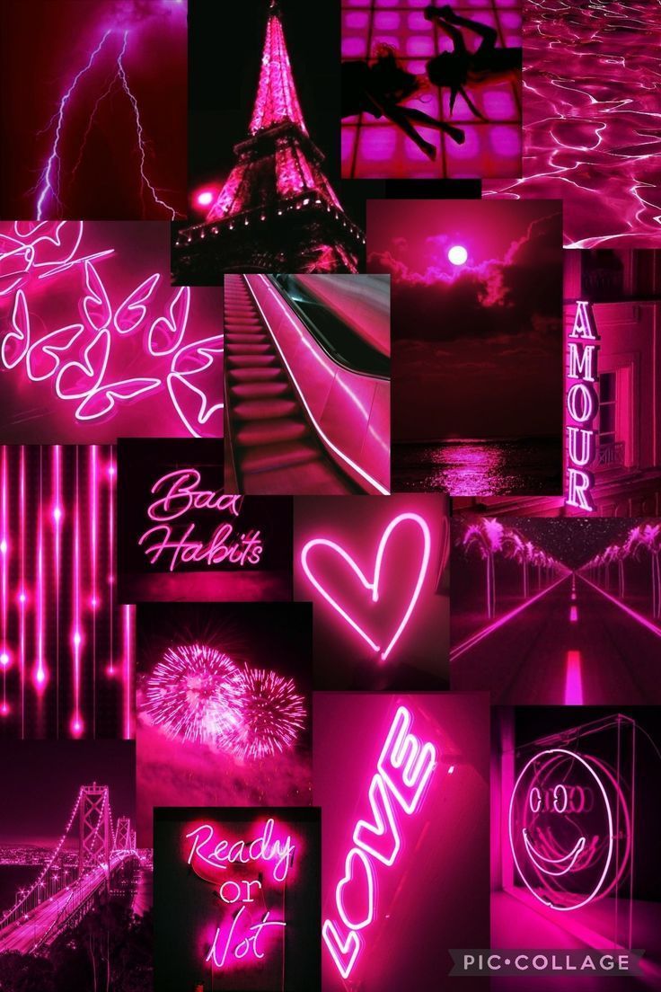 Neon pink aesthetic collage