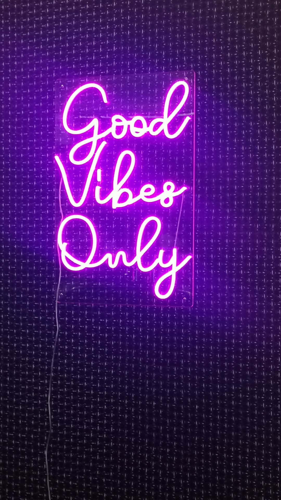 Download Purple Neon Sign Good Vibes iPhone Wallpaper