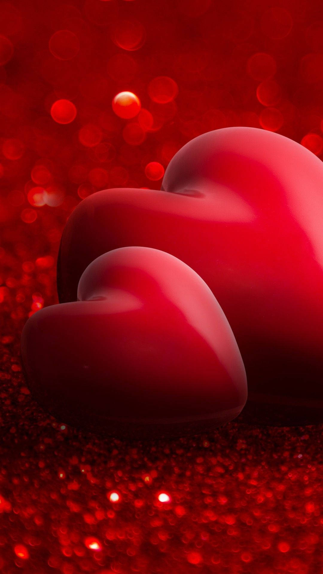 Download Red 3D Hearts Love Phone Wallpaper