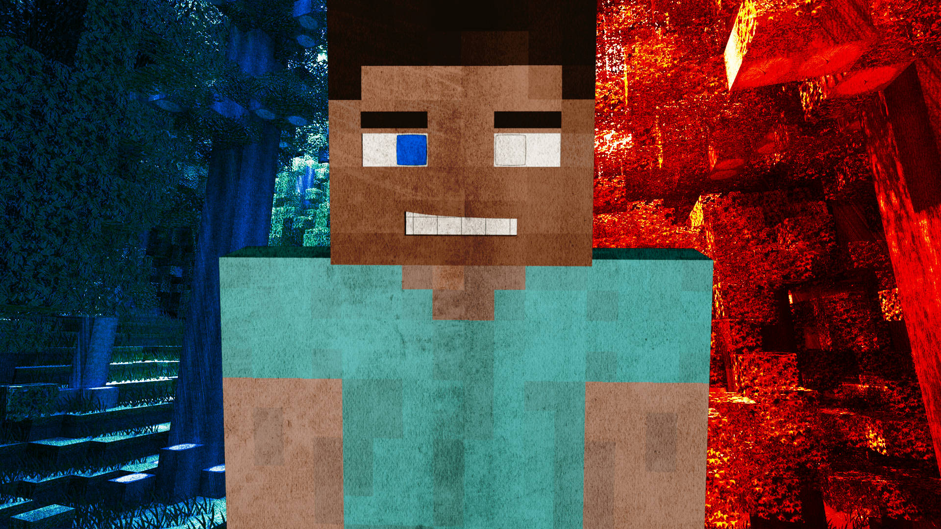 Download Half Steve Herobrine Wallpaper