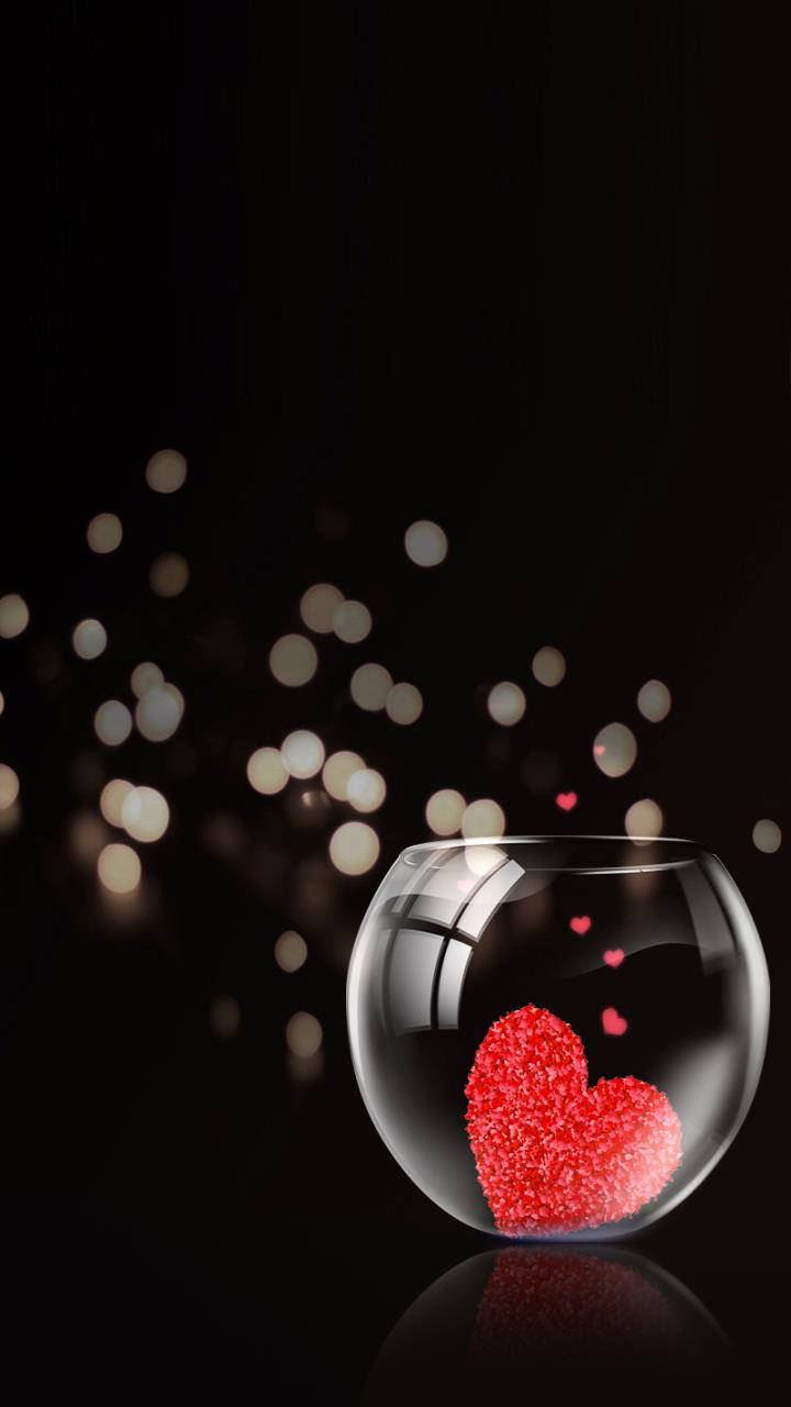Download Heart On A Glass Love Phone Wallpaper