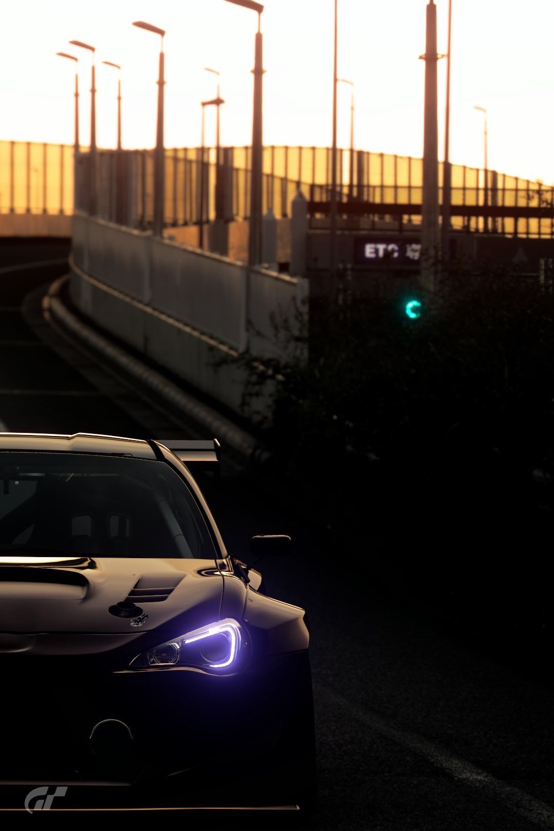 Green Headlight Sports Car Driving